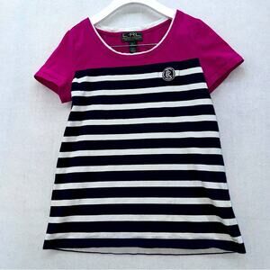 Lauren Active Ralph Lauren Vintage cotton Tshirt pink white navy Striped size M